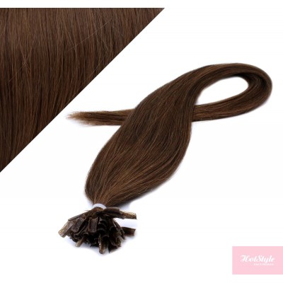 Vlasy európskeho typu na predlžovanie keratínom 50cm - stredne hnedé