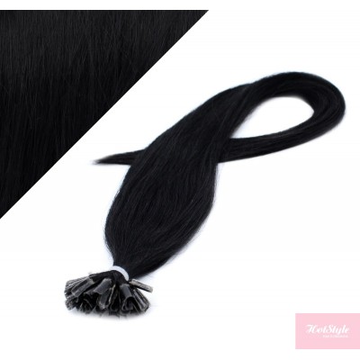 Vlasy európskeho typu na predlžovanie keratínom 60cm - čierne