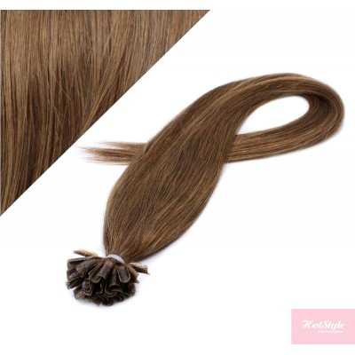 Vlasy európskeho typu na predlžovanie keratínom 60cm - svetlejšia hnedá