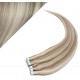 Vlasy pre metódu Pu Extension / Tapex / Tape Hair / Tape IN 40cm - platina / svetlo hnedá