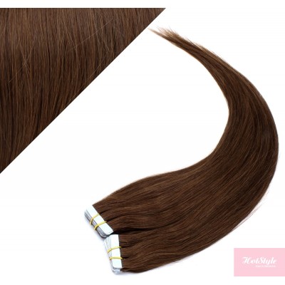 Vlasy pre metódu Pu Extension / Tapex / Tape Hair / Tape IN 50cm - stredne hnedé