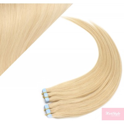 Vlasy pre metódu Pu Extension / Tapex / Tape Hair / Tape IN 50cm - najsvetlejšia blond