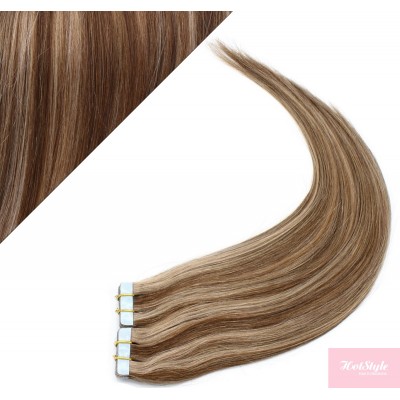 Vlasy pre metódu Pu Extension / Tapex / Tape Hair / Tape IN 60cm - tmavý melír