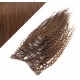 Clip in kučeravé vlasy 100% ľudské REMY 53cm - stredne hnedá