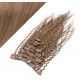 Clip in kučeravé vlasy 100% ľudské REMY 53cm - svetlo hnedá