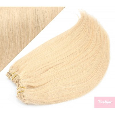 Clip in maxi set 43cm pravé ľudské vlasy - REMY 140g - NAJSVETLEJŠIA BLOND