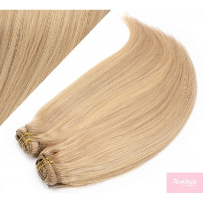 Clip in maxi set 43cm pravé ľudské vlasy - REMY 140g - PRÍRODNÁ / SVETLEJŠIA BLOND