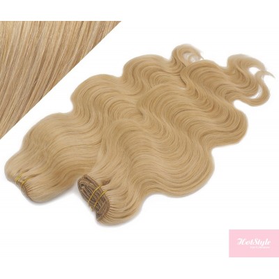 Vlnitý clip in maxi set 53cm pravé ľudské vlasy - REMY 200g - PRÍRODNÁ BLOND