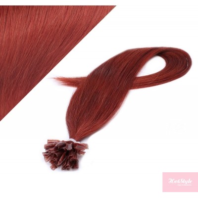 Vlasy európskeho typu na predlžovanie keratínom 40cm - medená