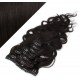 Clip in vlnité vlasy pravé ľudské REMY 53cm - prírodná čierna
