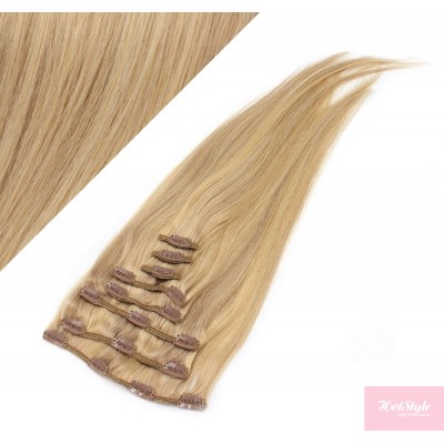 Clip in vlasy 43cm 100% ľudské - REMY 70g - prírodná/svetlejšia blond