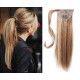 Clip in human hair ponytail wrap hair extension 20" straight - mixed blonde