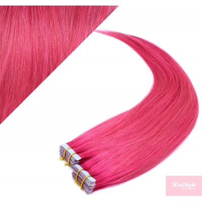 Vlasy pre metódu Pu Extension / Tapex / Tape Hair / Tape IN 60cm - ružová