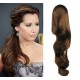 Clip in human hair ponytail wrap hair extension 20" wavy - medium brown