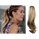 Clip in human hair ponytail wrap hair extension 20" wavy - mixed blonde