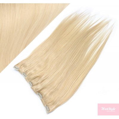 Clip in REMY vlasový pás 63cm rovný - najsvetlejšia blond