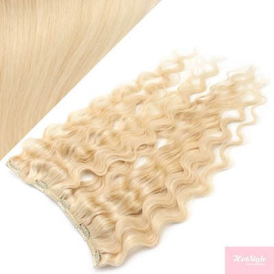 Clip in REMY vlasový pás 53cm vlnitý - najsvetlejšia blond