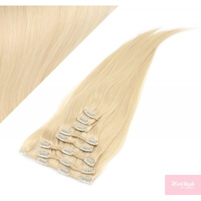 Clip in vlasy 63cm 100% ľudské - REMY 120g - NAJSVETLEJŠIA BLOND