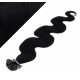 Vlasy európskeho typu na predĺženie keratínom 50cm vlnité - čierne