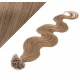 Vlasy európskeho typu na predĺženie keratínom 50cm vlnité - svetlo hnedé