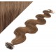 Vlasy európskeho typu na predĺženie keratínom 50cm vlnité - svetlejšie hnedé