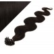 Vlasy európskeho typu na predĺženie keratínom 60cm vlnité - prírodné čierne