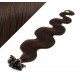 Vlasy európskeho typu na predĺženie keratínom 60cm vlnité - tmavo hnedé