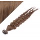 Vlasy európskeho typu na predĺženie keratínom 50cm kučeravé - svetlejšie hnedé