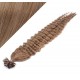 Vlasy európskeho typu na predĺženie keratínom 50cm kučeravé - svetlo hnedé