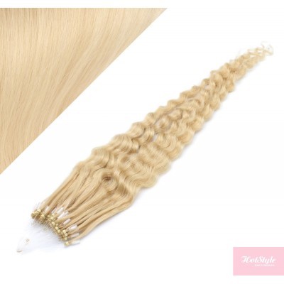 Vlasy pre metódu Micro Ring / Easy Loop / Easy Ring 50cm kučeravé - najsvetlejšia blond