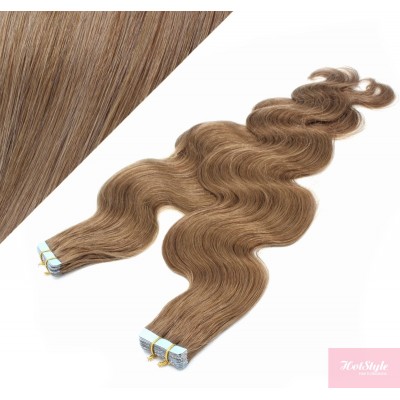 Vlasy pre metódu Tapex / Tape Hair / Tape IN 50cm vlnité - svetlo hnedé