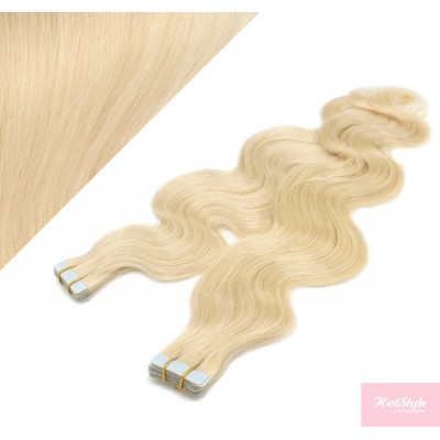 Vlasy pre metódu Tapex / Tape Hair / Tape IN 50cm vlnité - najsvetlejšia blond