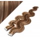 Vlasy pre metódu Tapex / Tape Hair / Tape IN 50cm vlnité - tmavý melír