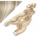 Vlasy pre metódu Tapex / Tape Hair / Tape IN 50cm vlnité - platina / svetlo hnedá
