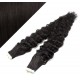 Vlasy pre metódu Tapex / Tape Hair / Tape IN 50cm kučeravé - prírodné čierne