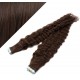 Vlasy pre metódu Tapex / Tape Hair / Tape IN 50cm kučeravé - tmavo hnedé