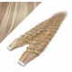 Vlasy pre metódu Tapex / Tape Hair / Tape IN 50cm kučeravé - svetlý melír