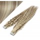 Vlasy pre metódu Tapex / Tape Hair / Tape IN 50cm kučeravé - platina / svetlo hnedá