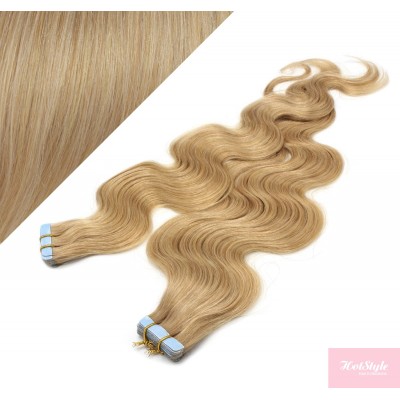 Vlasy pre metódu Tapex / Tape Hair / Tape IN 60cm vlnité - prírodná blond