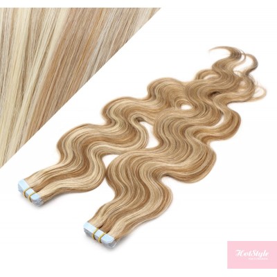 Vlasy pre metódu Tapex / Tape Hair / Tape IN 60cm vlnité - svetlý melír