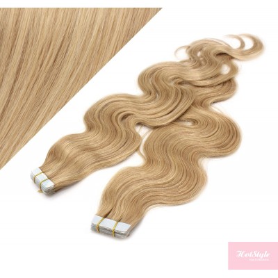 Vlasy pre metódu Tapex / Tape Hair / Tape IN 60cm vlnité - prírodná / svetlejšia blond