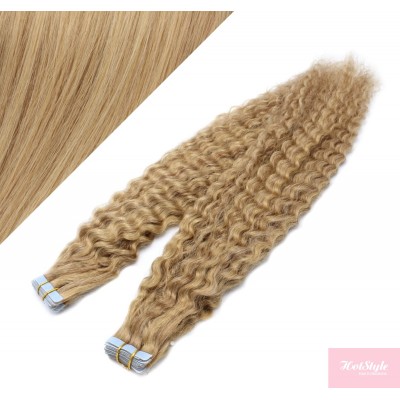 Vlasy pre metódu Tapex / Tape Hair / Tape IN 60cm kučeravé - prírodná / svetlejšia blond