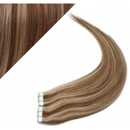 Vlasy pre metódu Pu Extension / Tapex / Tape Hair / Tape IN 40cm - tmavý melír