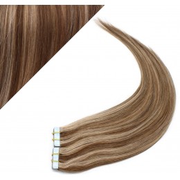 Vlasy pre metódu Pu Extension / Tapex / Tape Hair / Tape IN 50cm - tmavý melír