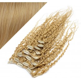 Clip in kučeravé vlasy 100% ľudské REMY 53 cm - prírodná blond