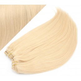 Clip in maxi set 43cm pravé ľudské vlasy - REMY 140g - NAJSVETLEJŠIA BLOND