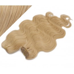 Vlnitý clip in maxi set 53cm pravé ľudské vlasy - REMY 200g - PRÍRODNÁ BLOND