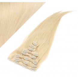 Clip in vlasy 43cm 100% ľudské - REMY 70g - najsvetlejšia blond