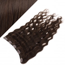 Clip in REMY vlasový pás 43cm vlnitý - tmavo hnedá