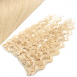 Clip in REMY vlasový pás 43cm vlnitý - najsvetlejšia blond